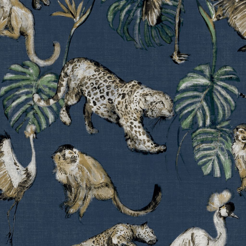 Zero Papier peint Exotic Animals Bleu