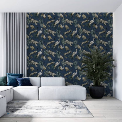 Zero Papier peint Exotic Animals Bleu