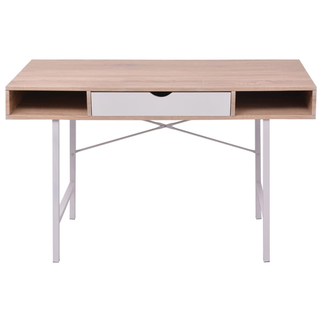 Bureau avec 1 compartiment Chêne et blanc