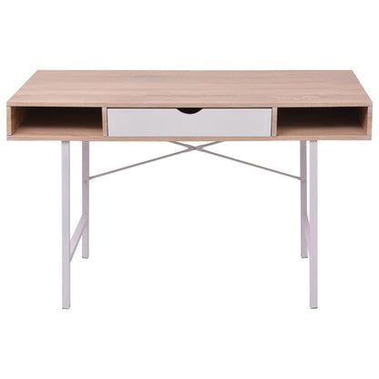 Bureau avec 1 compartiment Chêne et blanc