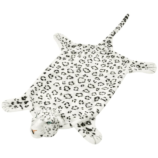 Tapete de peluche en forma de leopardo 139 cm blanco