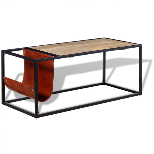 Table basse avec porte-revues Cuir véritable BELCO