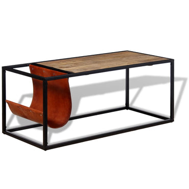 Table basse avec porte-revues Cuir véritable BELCO