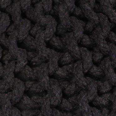 Pouf tricoté à la main Coton 50 x 35 cm Noir
