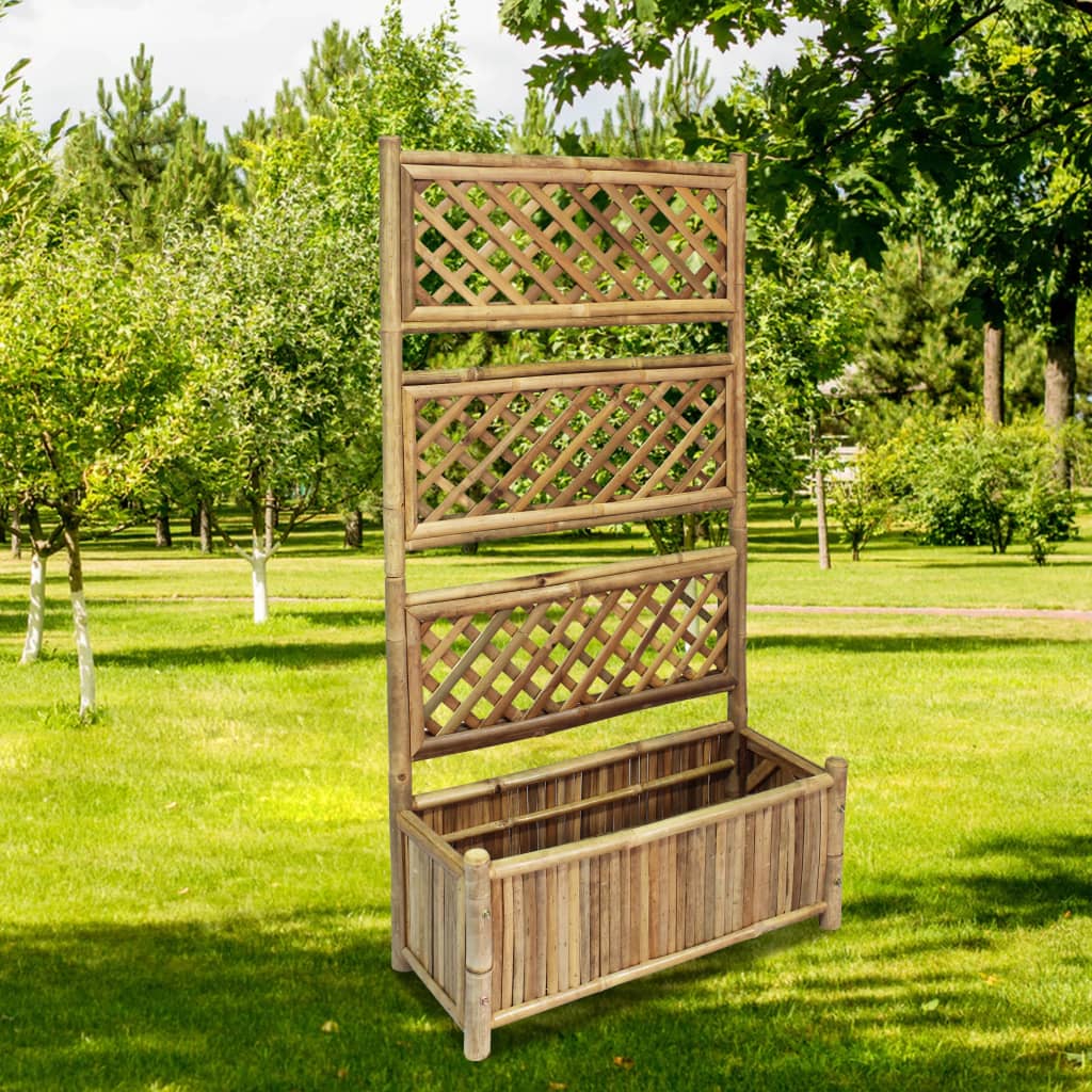 Jardinière de jardin avec treillis Bambou 70 cm