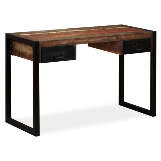 Oficina con 2 cajones de madera de recuperación masiva 120x50x76 cm