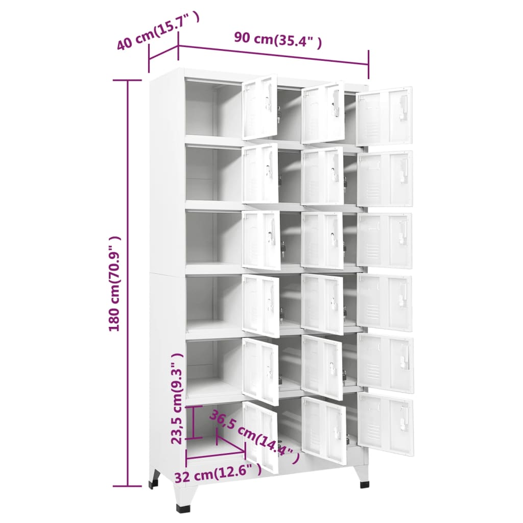 Armoire à casier avec 18 compartiments Métal 90x40x180 cm