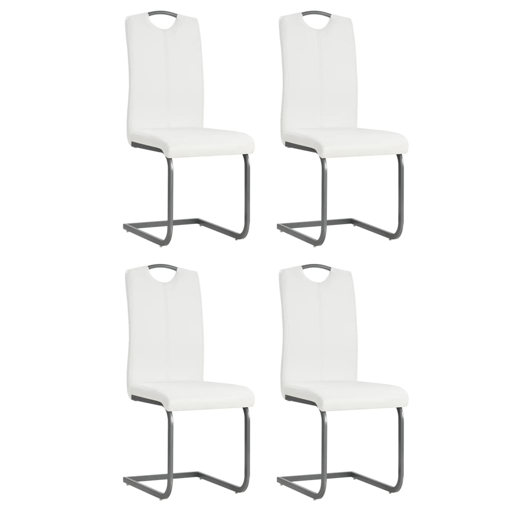 Chaises à manger cantilever lot de 4 blanc similicuir