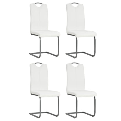 Chaises à manger cantilever lot de 4 blanc similicuir