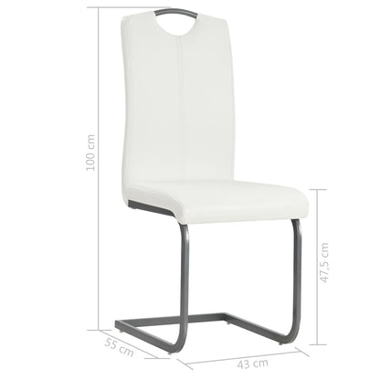 Chaises à manger cantilever lot de 4 blanc similicuir