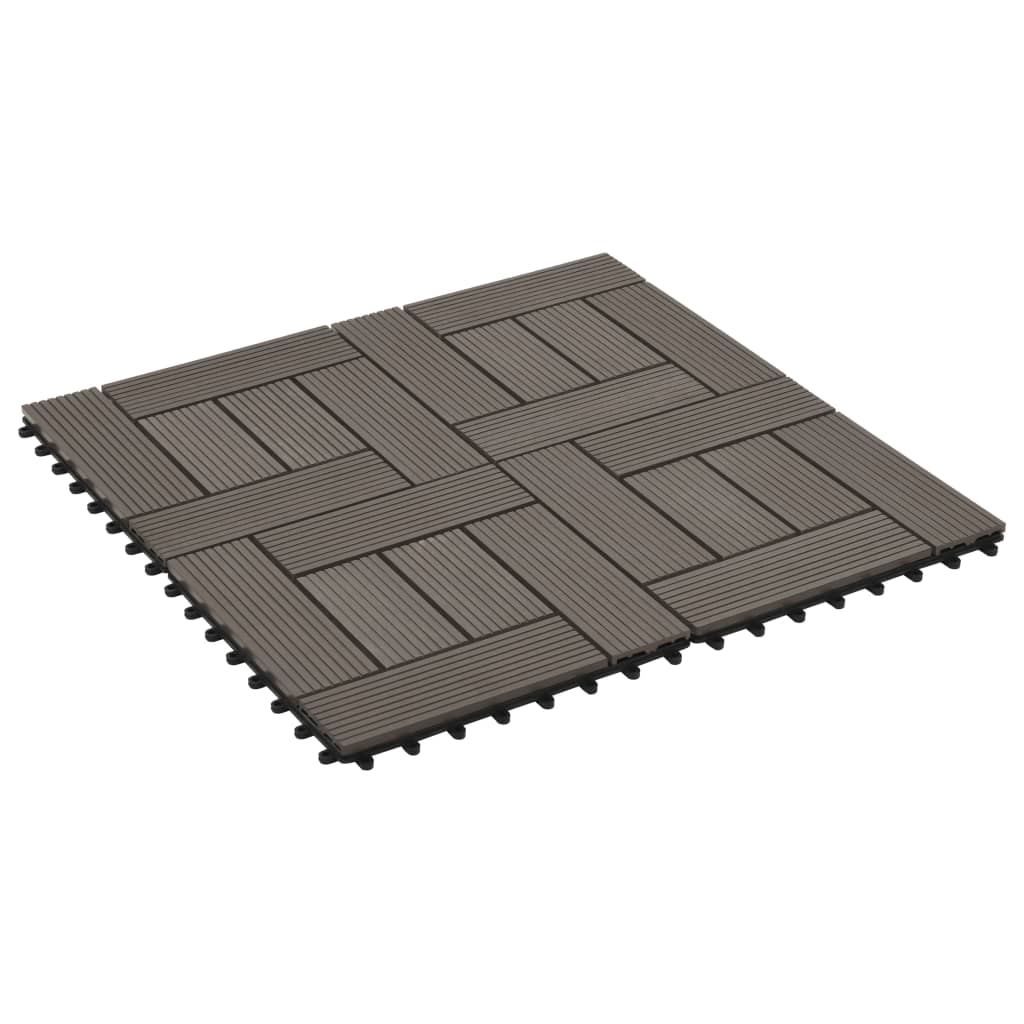 Carreau de terrasse 11 pcs WPC 30 x 30 cm 1 m² Marron foncé