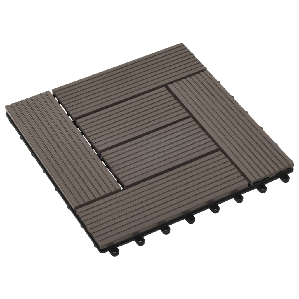 Carreau de terrasse 11 pcs WPC 30 x 30 cm 1 m² Marron foncé
