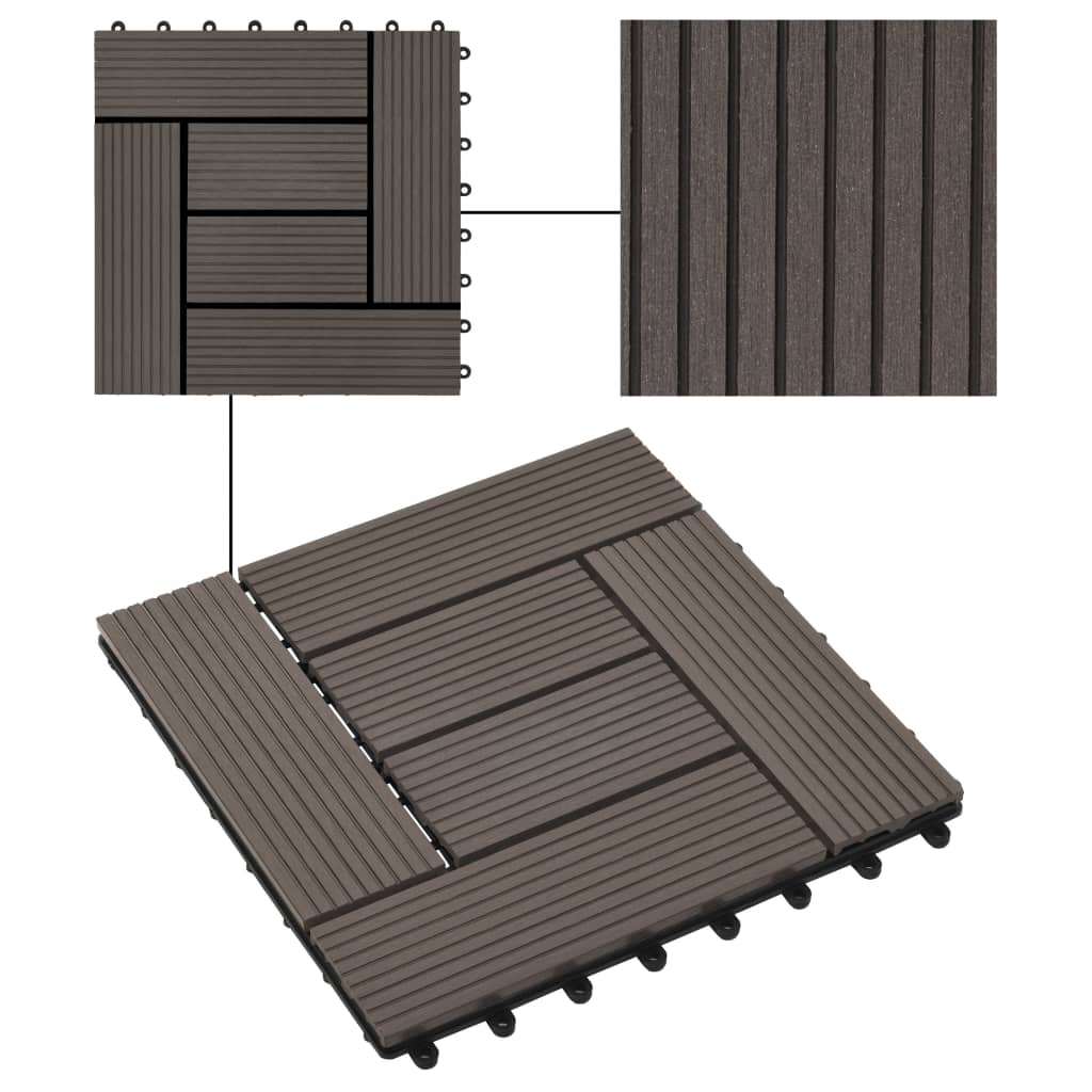 Carreau de terrasse 11 pcs WPC 30 x 30 cm 1 m² Marron foncé