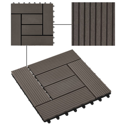 Carreau de terrasse 11 pcs WPC 30 x 30 cm 1 m² Marron foncé