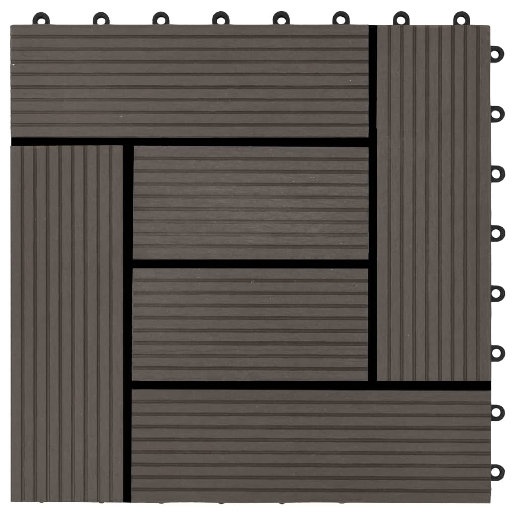 Carreau de terrasse 11 pcs WPC 30 x 30 cm 1 m² Marron foncé