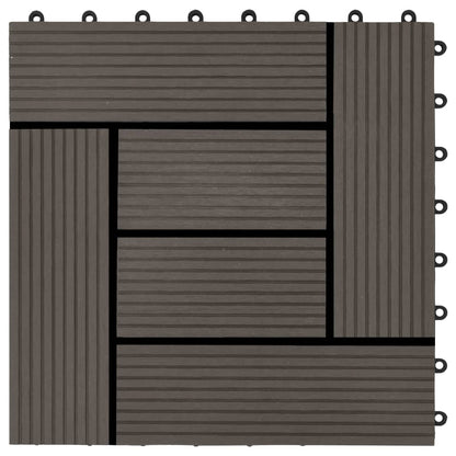 Carreau de terrasse 11 pcs WPC 30 x 30 cm 1 m² Marron foncé