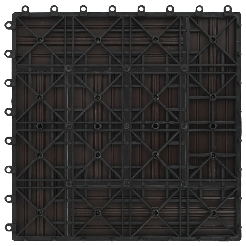 Carreau de terrasse 11 pcs WPC 30 x 30 cm 1 m² Marron foncé