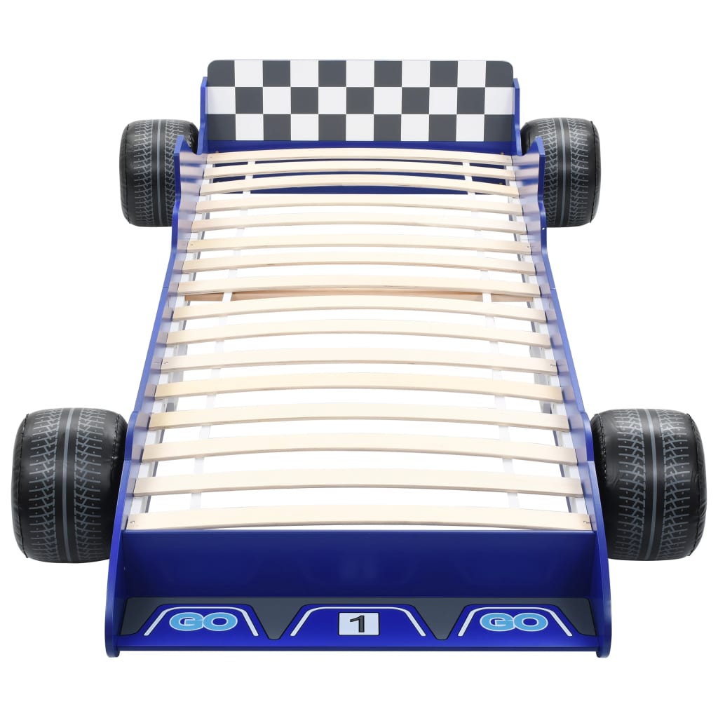 Lit voiture de course pour enfants 90 x 200 cm Bleu