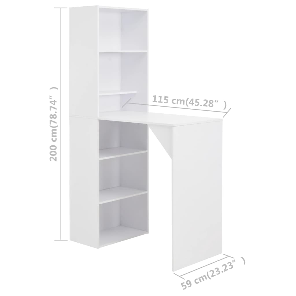 Bar table with white cabinet 115 x 59 x 200 cm