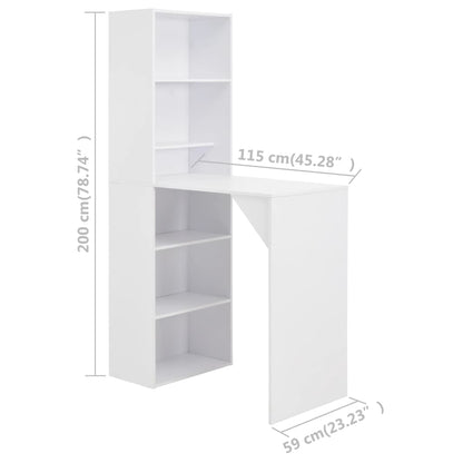 Bar table with white cabinet 115 x 59 x 200 cm