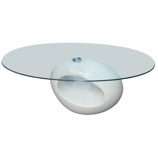 Tavolino con tavolo ovale bianco lucido