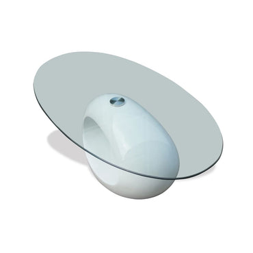 Tavolino con tavolo ovale bianco lucido