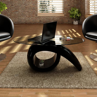 Tavolino con tavolo ovale nero lucido