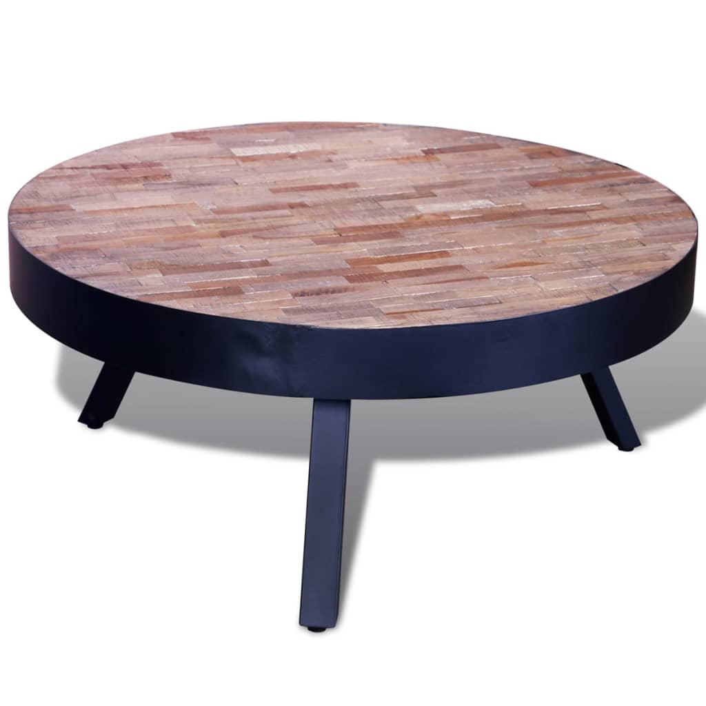 Tavolo rotondo in legno di teak riciclato