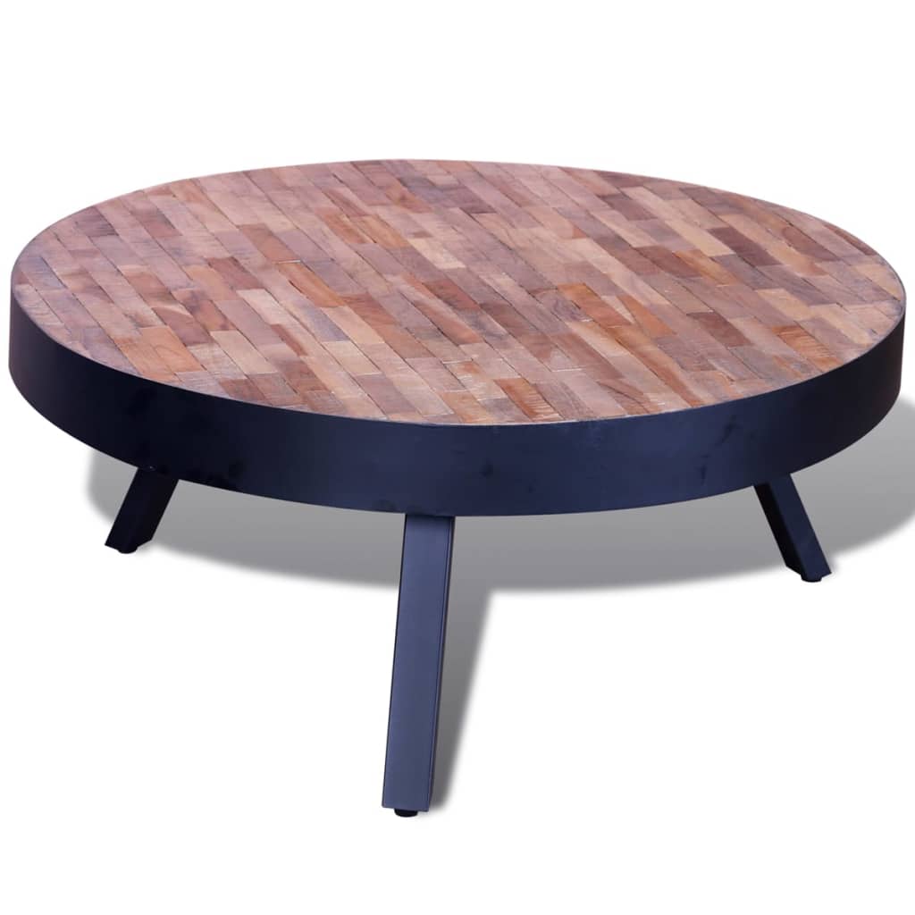 Tavolo rotondo in legno di teak riciclato