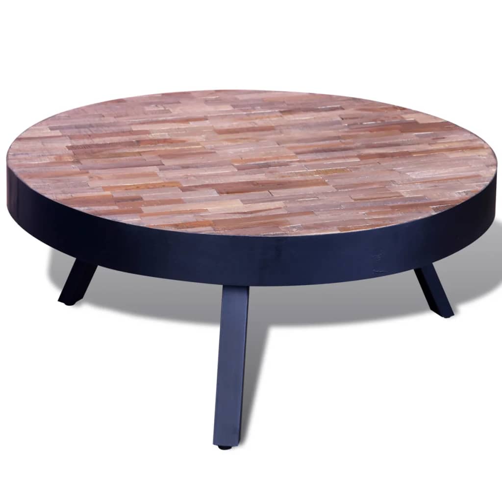 Tavolo rotondo in legno di teak riciclato