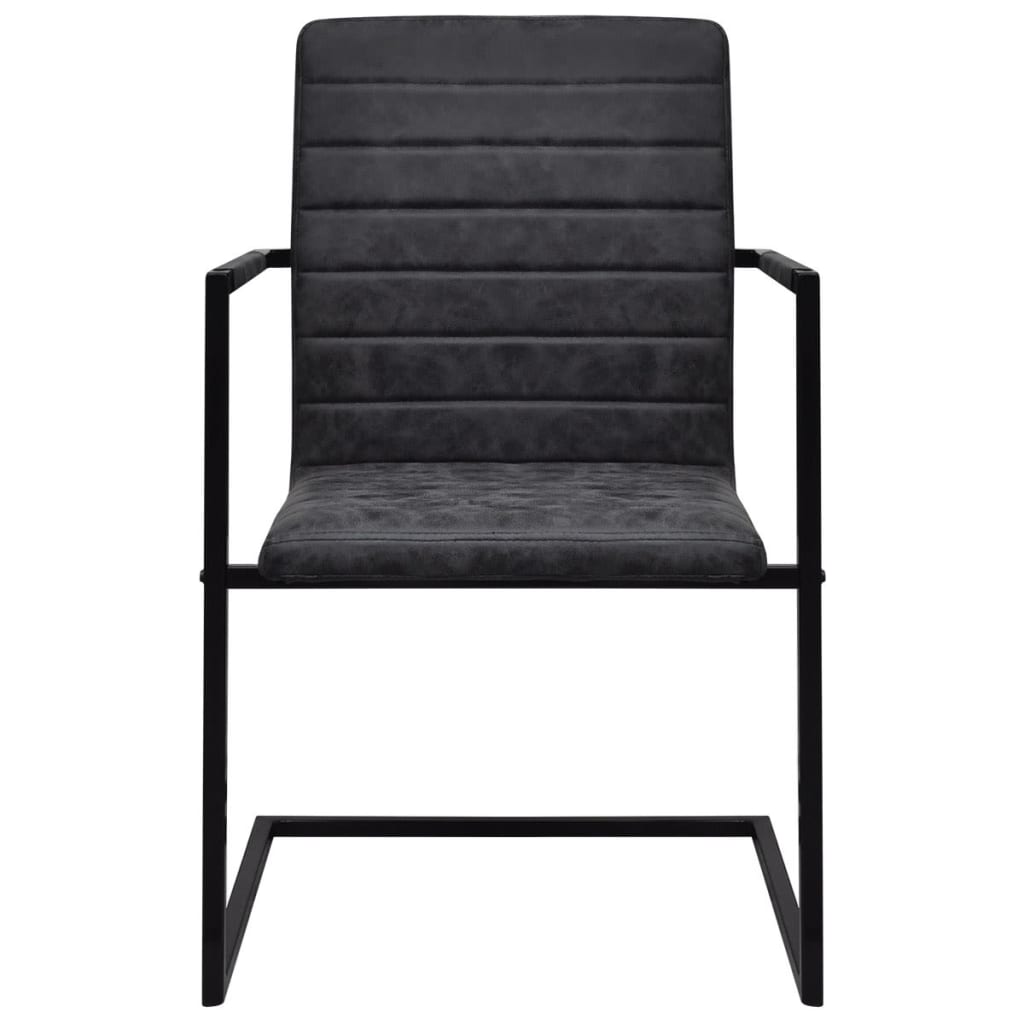 Chaises à manger cantilever lot de 2 noir similicuir