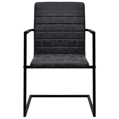 Chaises à manger cantilever lot de 2 noir similicuir