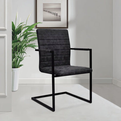 Chaises à manger cantilever lot de 2 noir similicuir