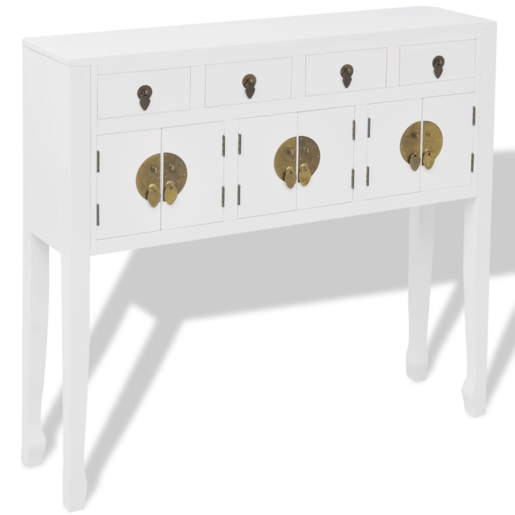 Buffet style chinois en bois massif Blanc