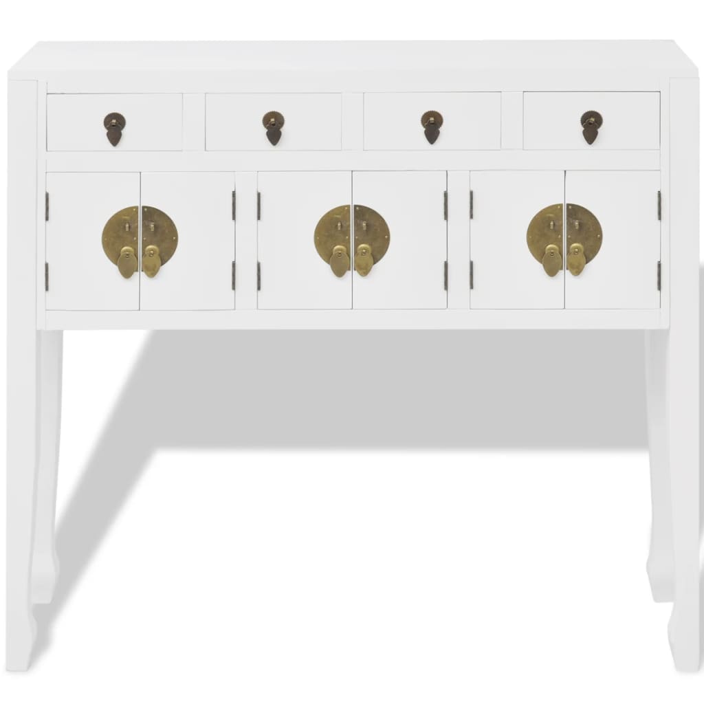 Buffet style chinois en bois massif Blanc