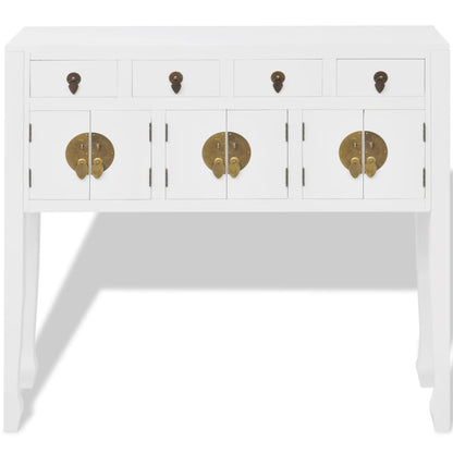 Buffet style chinois en bois massif Blanc