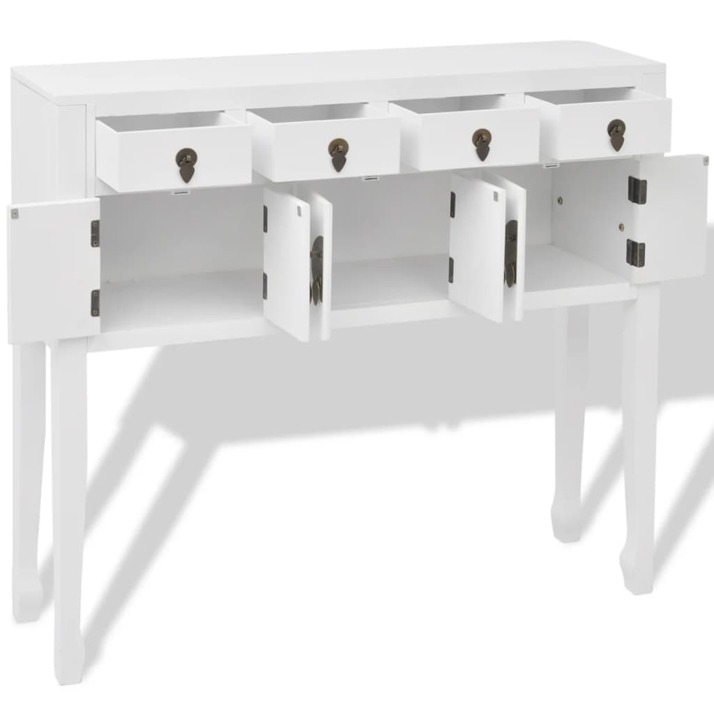 Buffet style chinois en bois massif Blanc