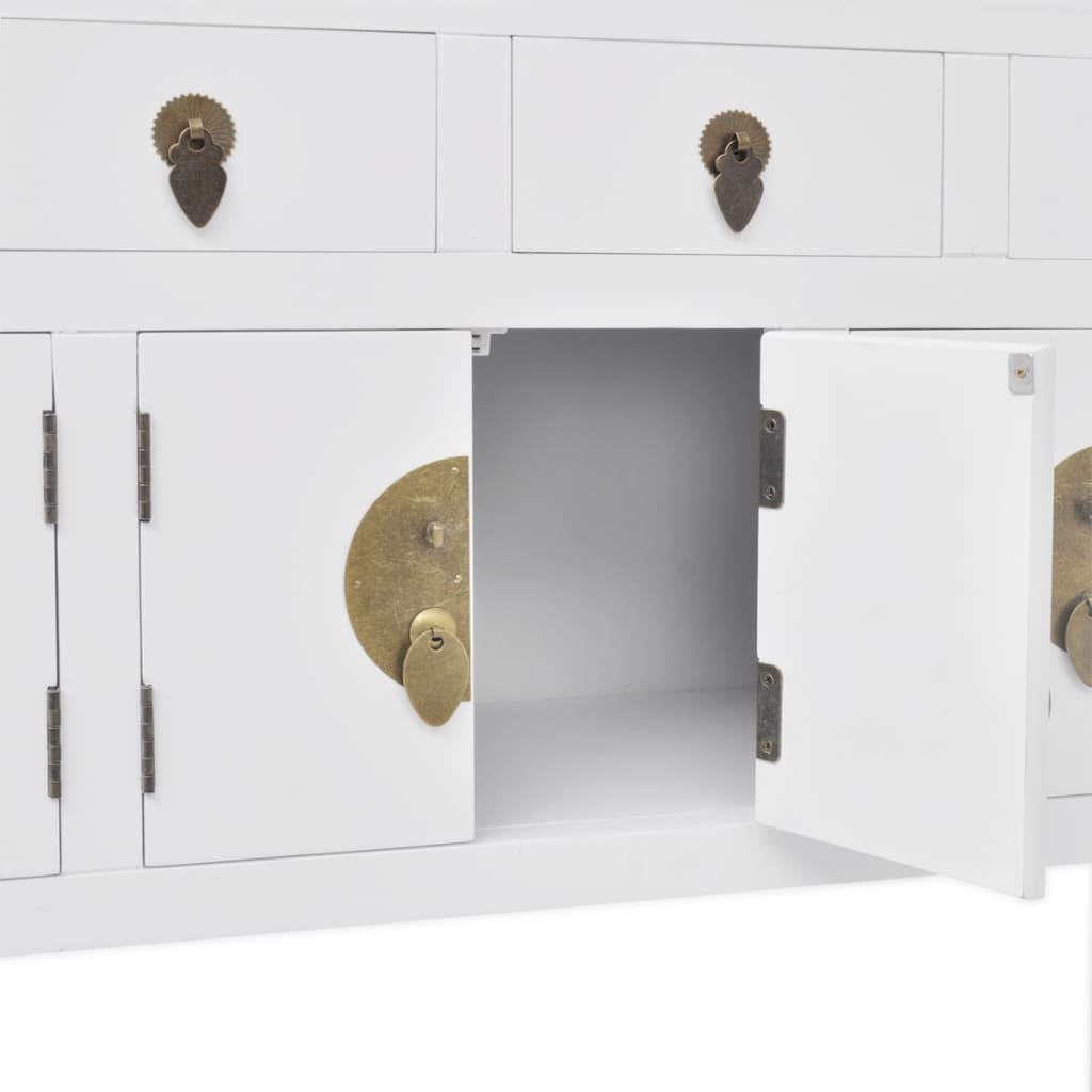 Buffet style chinois en bois massif Blanc
