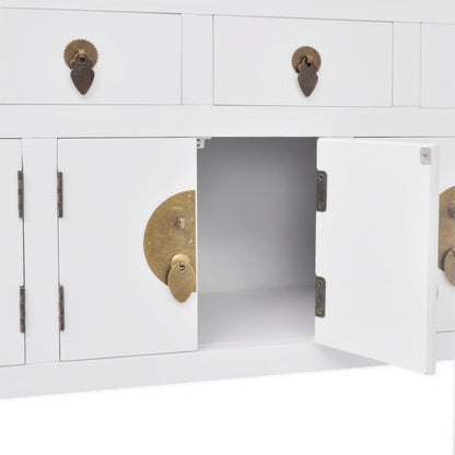 Buffet style chinois en bois massif Blanc