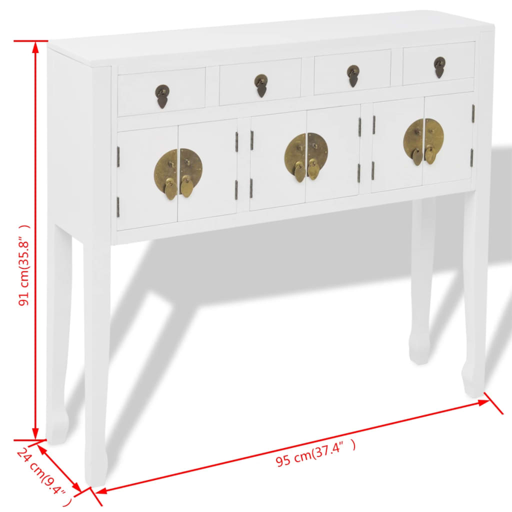 Buffet style chinois en bois massif Blanc