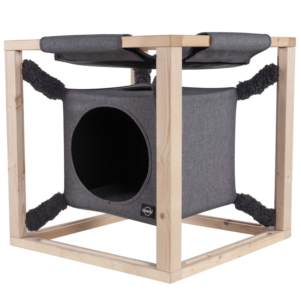 Quapas! Lit pour chats avec hamac CATCUBE bois