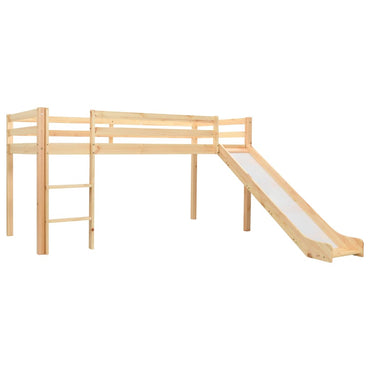 Lit mezzanine enfant avec toboggan MEGAN Pin 90X200cm