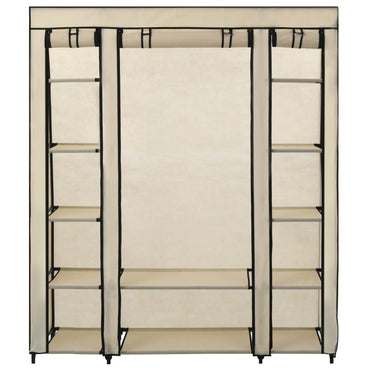 Armadietto con scomparti e steli di crema 150x45x176 cm tessuto