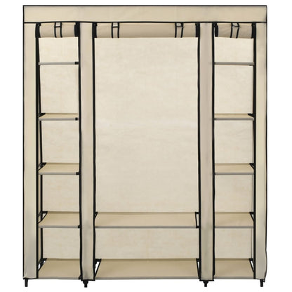 Armadietto con scomparti e steli di crema 150x45x176 cm tessuto