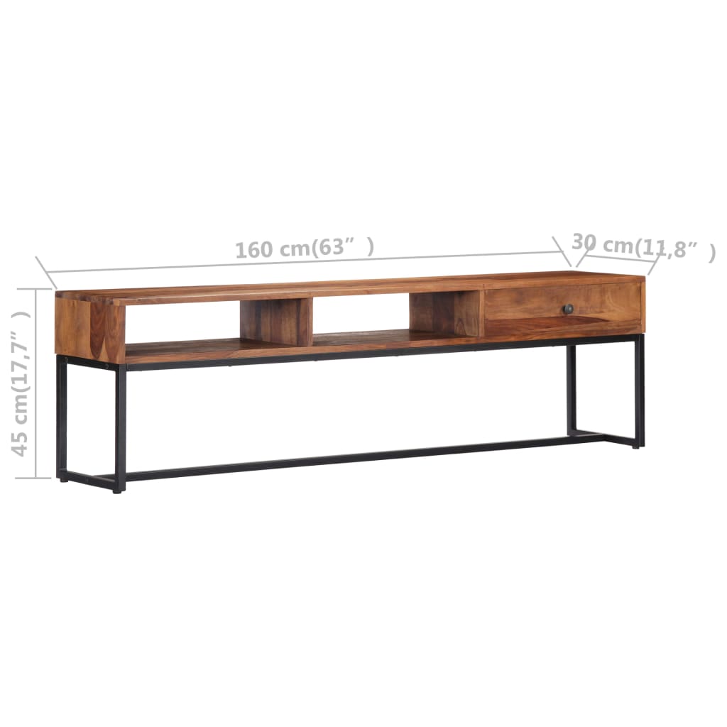 Meuble TV 160cm Bois de Sesham massif