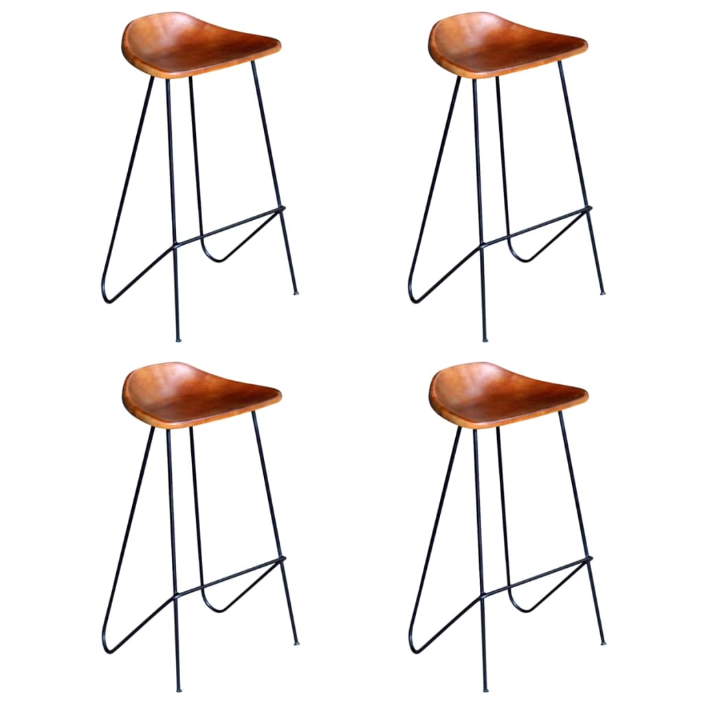 Lot bar chairs of 4 leather brown true orphan leather