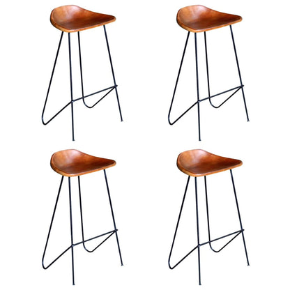 Lot bar chairs of 4 leather brown true orphan leather