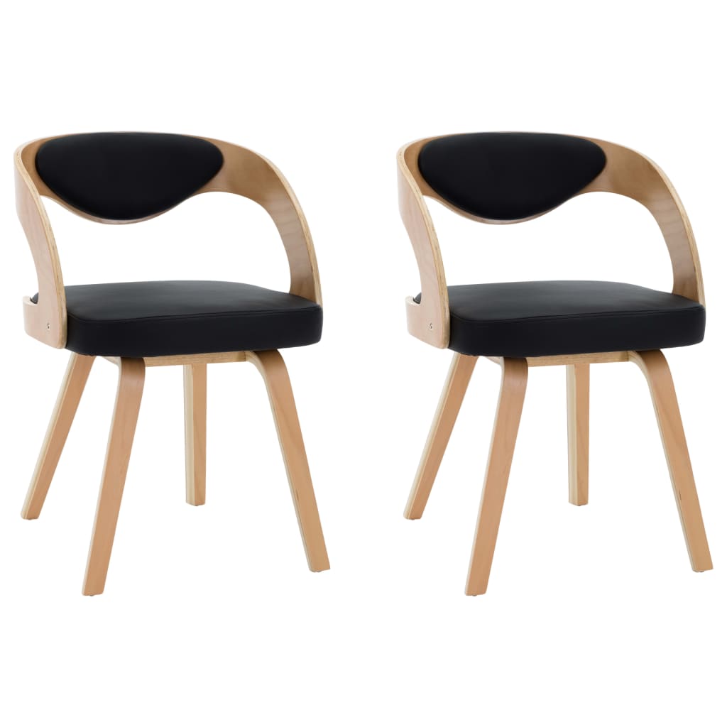 Chaises de salle à manger lot de 2 noir bois courbé et similicuir BEGIN