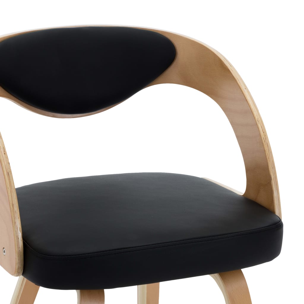 Chaises de salle à manger lot de 2 noir bois courbé et similicuir BEGIN