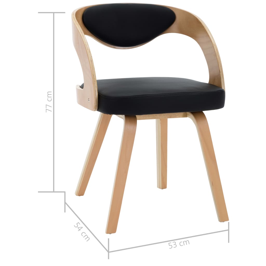 Chaises de salle à manger lot de 2 noir bois courbé et similicuir BEGIN